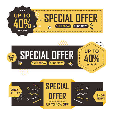 Banner promotion collection design. Easy to edit with vector file. Can use for your creative content. Especially for marketing and advertising.のイラスト素材