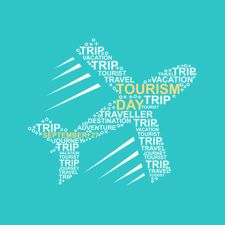 Airplane and traveling typography design. Easy to edit with vector file. Can use for your creative content. Especially about world tourism day campaign in this september.のイラスト素材