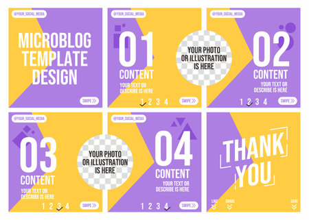 Cretive microblog design with yellow and purple colorのイラスト素材