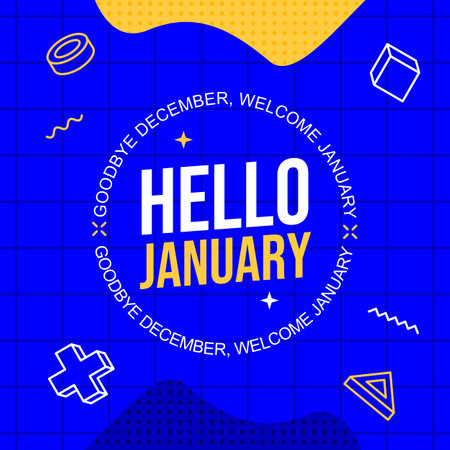 Hello january banner design ideaのイラスト素材