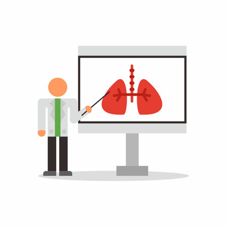The doctor explains the condition of the lungs illustration designのイラスト素材