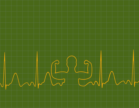 A medical background with a heart beat and strong manのイラスト素材