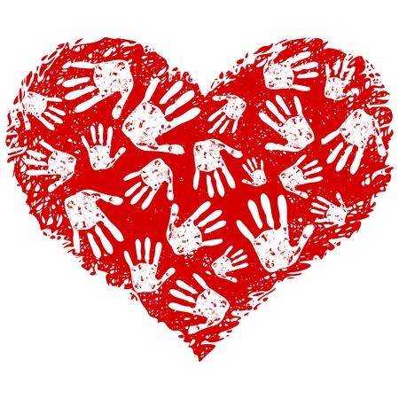 Illustration of a heart-print with a handsのイラスト素材