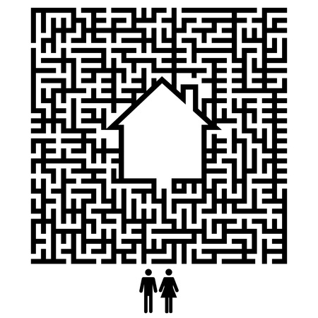 couple and houseのイラスト素材