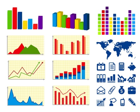 Business charts and iconsのイラスト素材