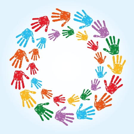 abstract hand prints backgroundのイラスト素材