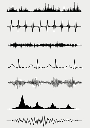 Sound waves set. Vector illustrationのイラスト素材