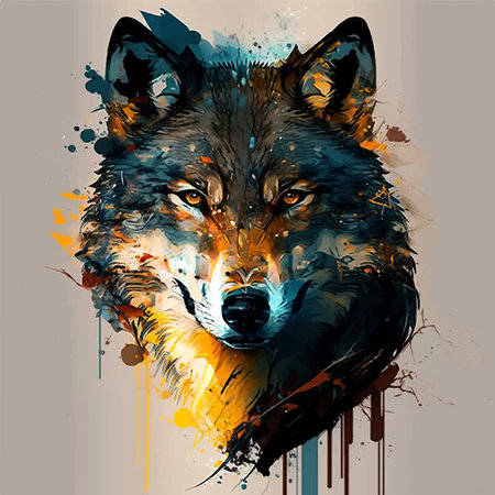 Wolf head painting illustration vector flat.