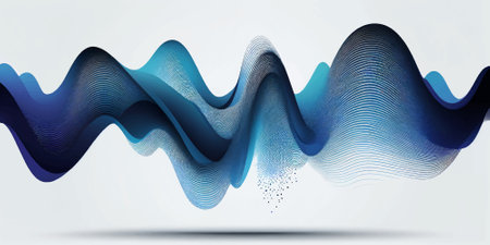 Abstract blue smooth wave on a white background illustration vector flat.のイラスト素材