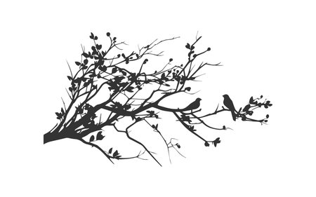Silhouette of a branch with birds icon. Vector illustration design.のイラスト素材