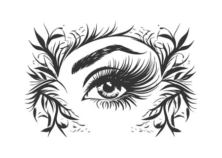 Hand-drawn woman luxurious eye with perfectly shaped icon. Vector illustration design.のイラスト素材