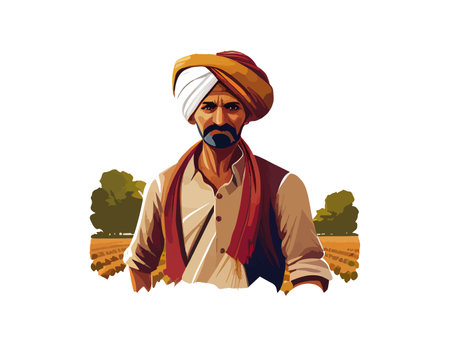 Indian farmer. Vector illustration design.のイラスト素材