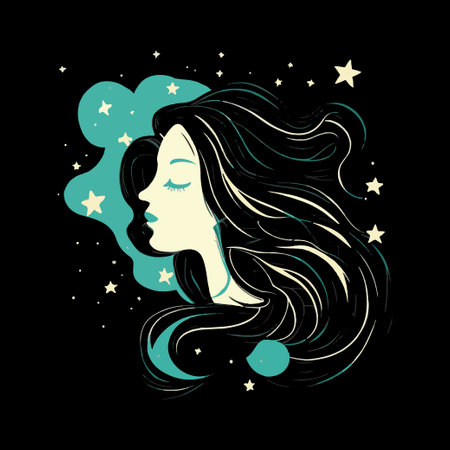 Beautiful woman character with stars in her hair. Vector illustration design.のイラスト素材