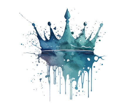 Watercolor pure water splatter crown. Vector illustration design.のイラスト素材