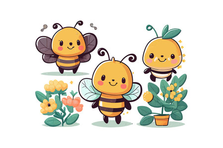 Cartoon bee. Vector illustration design.のイラスト素材