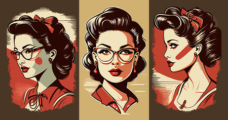 Retro woman in retro style. Vector illustration design.のイラスト素材