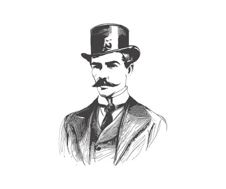 Portrait of an English gentleman with a mustache. Vector illustration design.のイラスト素材
