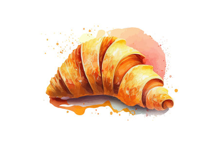 Croissant watercolor. Vector illustration design.のイラスト素材