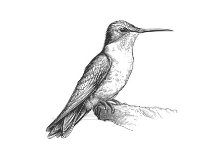 Hummingbird sketch hand drawn Side view engraving. Vector illustration design.のイラスト素材