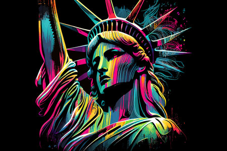 A colorful portrait of the Statue of Liberty. Vector illustration design.のイラスト素材