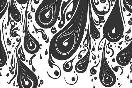 Black Seamless patetrn with abstract curly drops. Vector illustration design.のイラスト素材