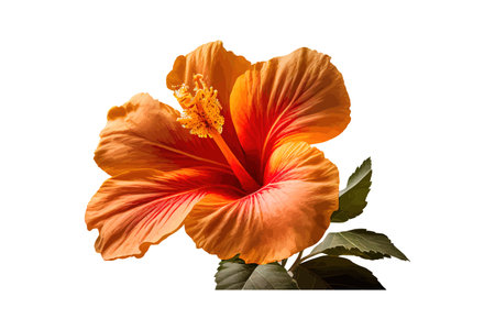 Beautiful orange color Hibiscus Rosa Sinensis flower. Vector illustration design.のイラスト素材