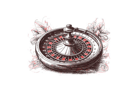 Roulette casino vintage sketch hand drawn. Vector illustration design.のイラスト素材