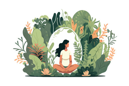 Yoga Girl is engaged in yoga. Vector illustration design.のイラスト素材