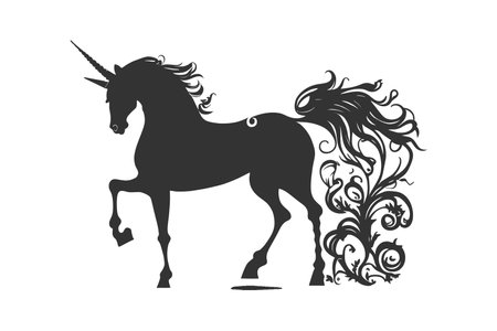 Magic unicorn silhouette Stylish icons vintage background. Vector illustration design.のイラスト素材