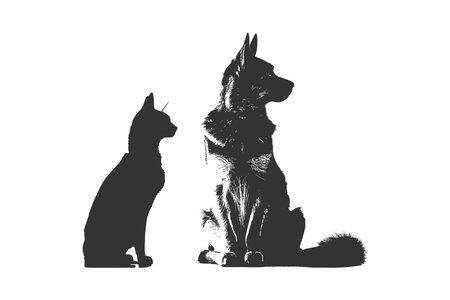 Silhouette of a dog and cat. Vector illustration design.のイラスト素材