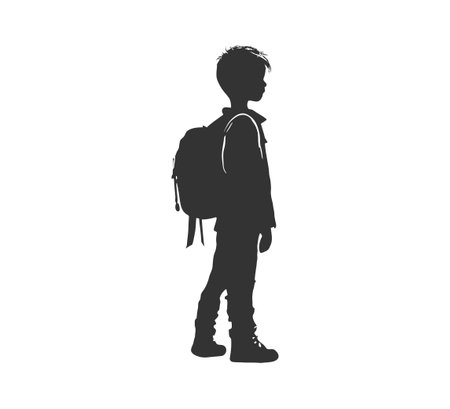 Back to school kid silhouette. Vector illustration design.のイラスト素材
