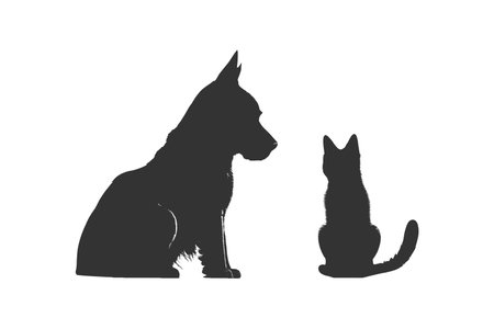 Silhouette of a dog and cat. Vector illustration design.のイラスト素材