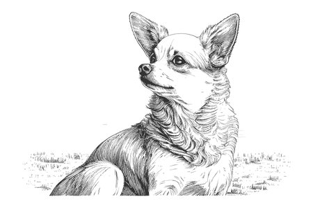 Portrait of a chihuahua dog hand drawn. Vector illustration design.のイラスト素材