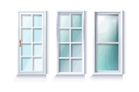 Modern transparent windows different forms realistic. Vector illustration design.のイラスト素材