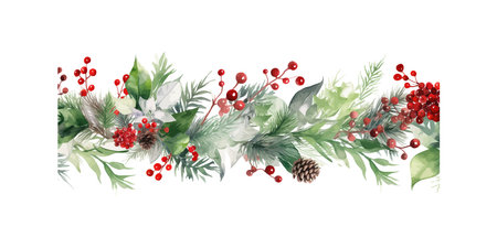Christmas decorative seamless border. Watercolor. Vector illustration design.のイラスト素材