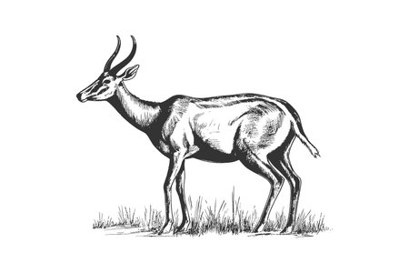 Antelope standing sketch. Vector illustration design.のイラスト素材