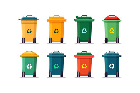 Plastic recycle bin set. Vector illustration design.のイラスト素材