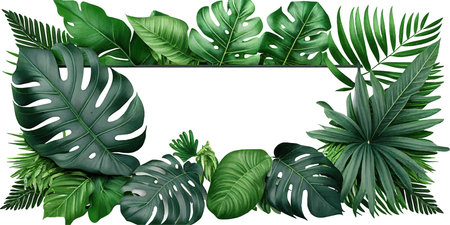 Green leaves of tropical plants bush Monstera palm. Vector illustration design.のイラスト素材