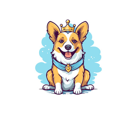 King hand drawn dog cute cartoon. Vector illustration design.のイラスト素材