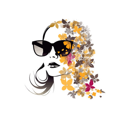 Girl in unglasses with floral. Vector illustration design.のイラスト素材