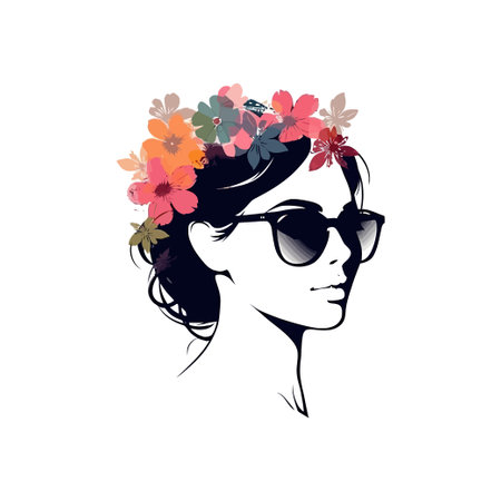Girl in unglasses with floral. Vector illustration design.のイラスト素材