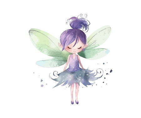 Little fairy cartoon in watercolor. Vector illustration design.のイラスト素材