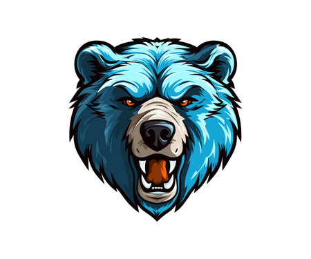 Powerful Grizzly Bear Mascot Logo High-Quality. Vector illustration designのイラスト素材