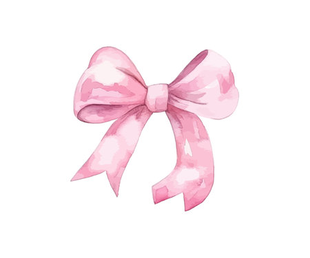 Watercolor pink ribbon. Party decoration. Vintage. Vector illustration design.のイラスト素材