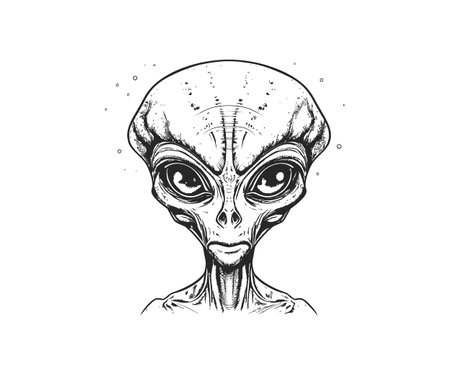 Alien portrait hand drawn sketch. Vector illustration design.のイラスト素材
