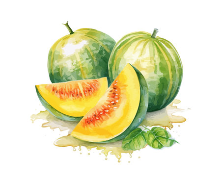 Melon watercolor. Vector illustration design.のイラスト素材