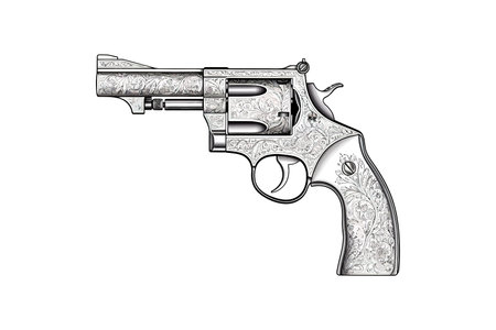 Vintage revolver sketch hand drawn in doodle style. Vector illustration design.のイラスト素材