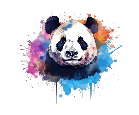 Watercolor panda. Vector illustration design.のイラスト素材