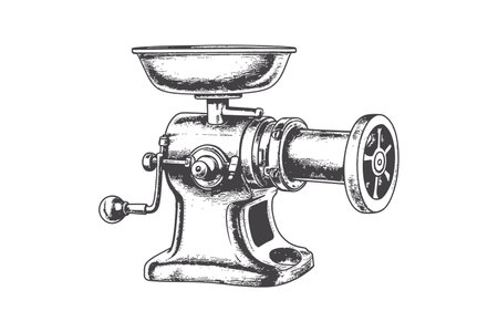 Meat grinder retro sketch hand drawn. Vector illustration design.のイラスト素材