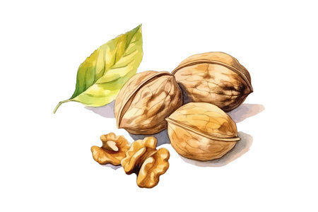 Alnuts drawing by watercolorhand drawn. Vector illustration design.のイラスト素材